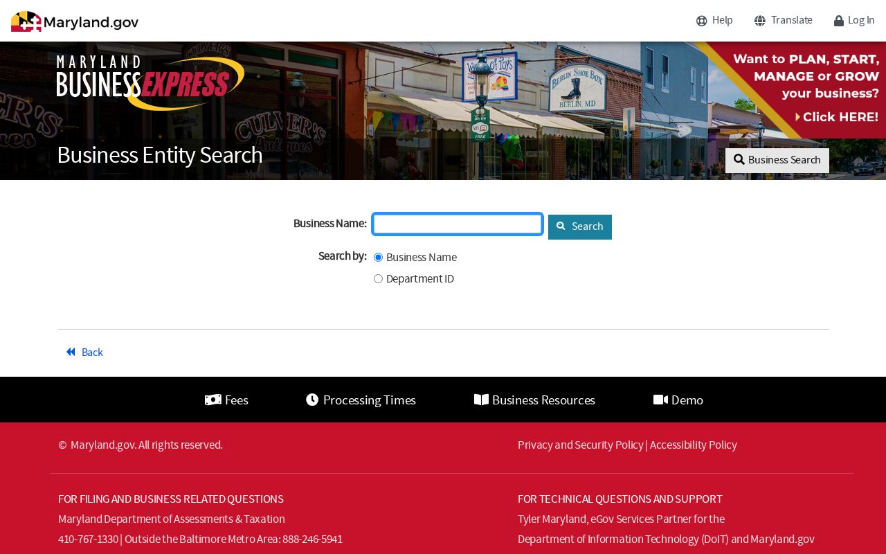 North Bethesda people directories showing Maryland Business Entity Search