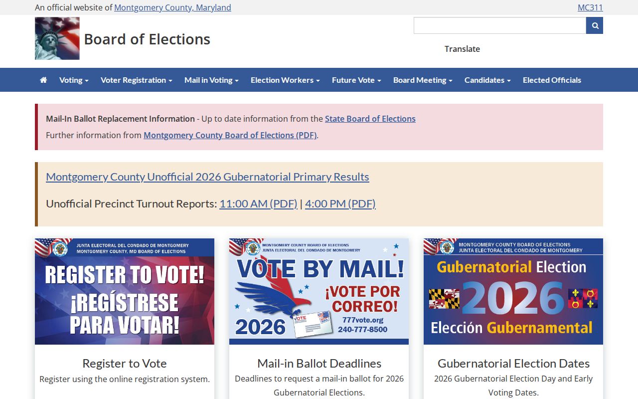 North Bethesda public records access through Montgomery County elections